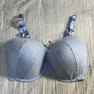 Victoria's Secret Blue and Gold Patterned Bra 38DDD